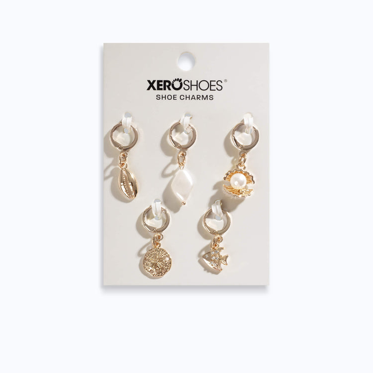 Xero Shoes 5-pack gold and White Ocean-Themed Dangling Shoe Charms