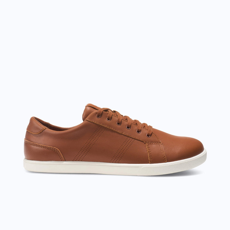 Xero Shoes Dillon Leather Men Shoe in Brown with White Sole Toe Facing Right