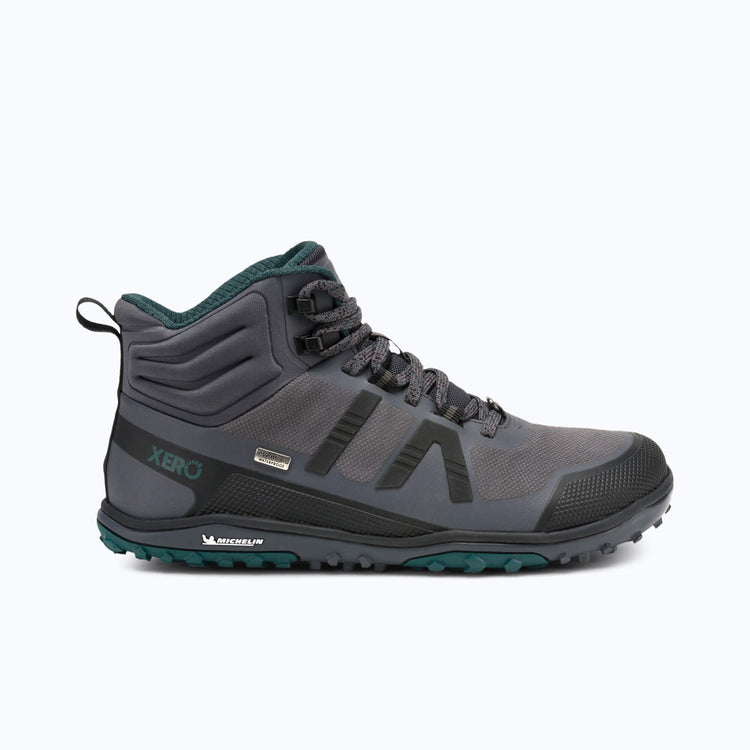 Xero Shoes Scrambler Mid II WP Women Boot in Gray and Black with Toe Facing Right