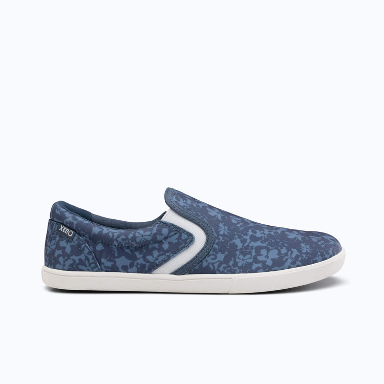 Xero Shoes Dillon Canvas Slip-On Women Sneaker in Blue Floral with Toe Facing Right