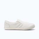 Xero Shoes Dillon Canvas Slip-On Women Sneaker in White with a White Sole, Toe Facing Right