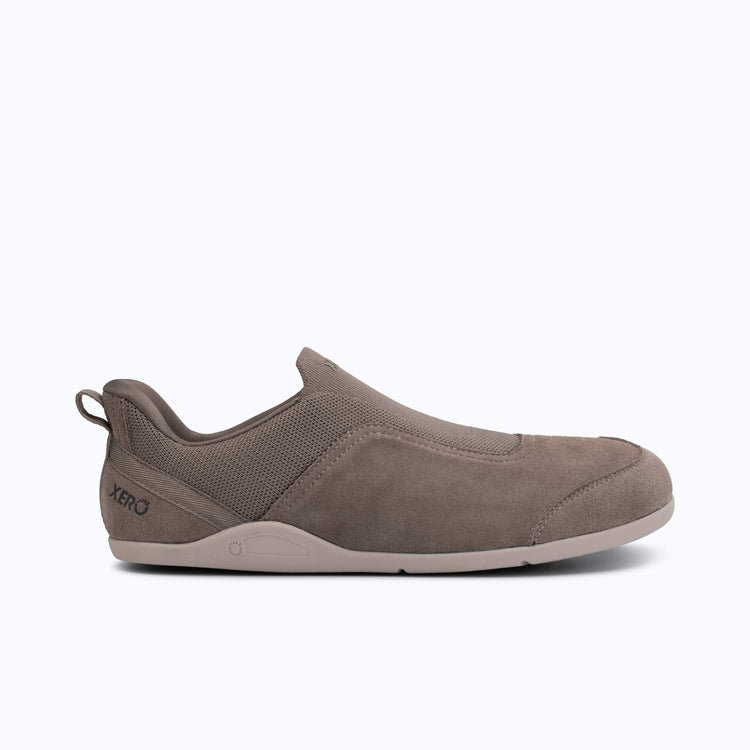 Xero Shoes Coast Suede men's barefoot sneaker in Morel, outer side view