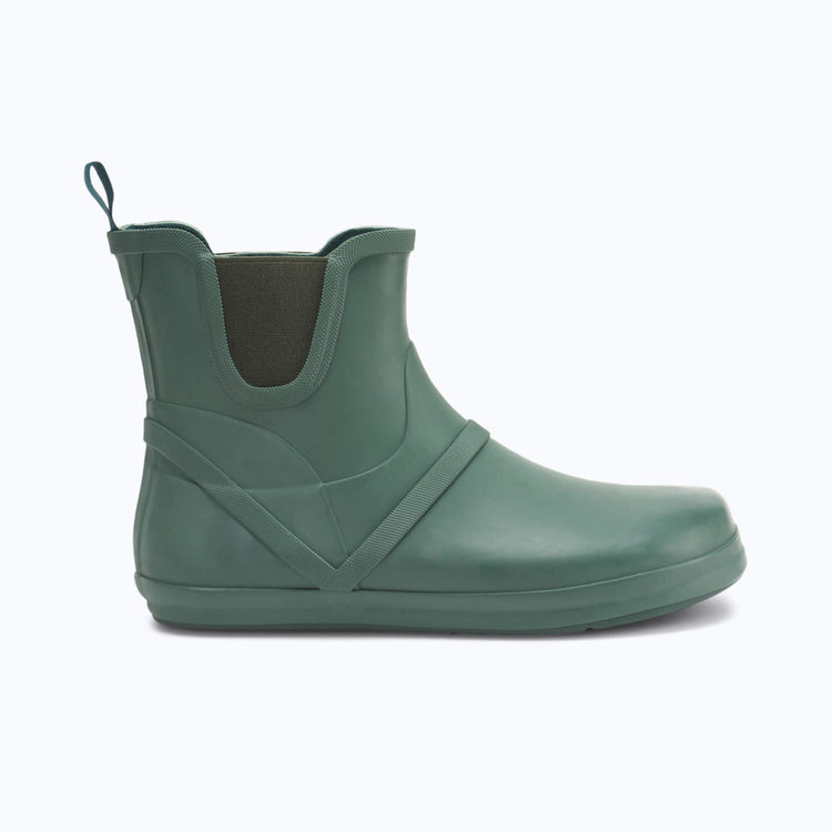 Xero Shoes Women's Gracie Barefoot Rain Boot in Hunter Green with Toe Facing Right