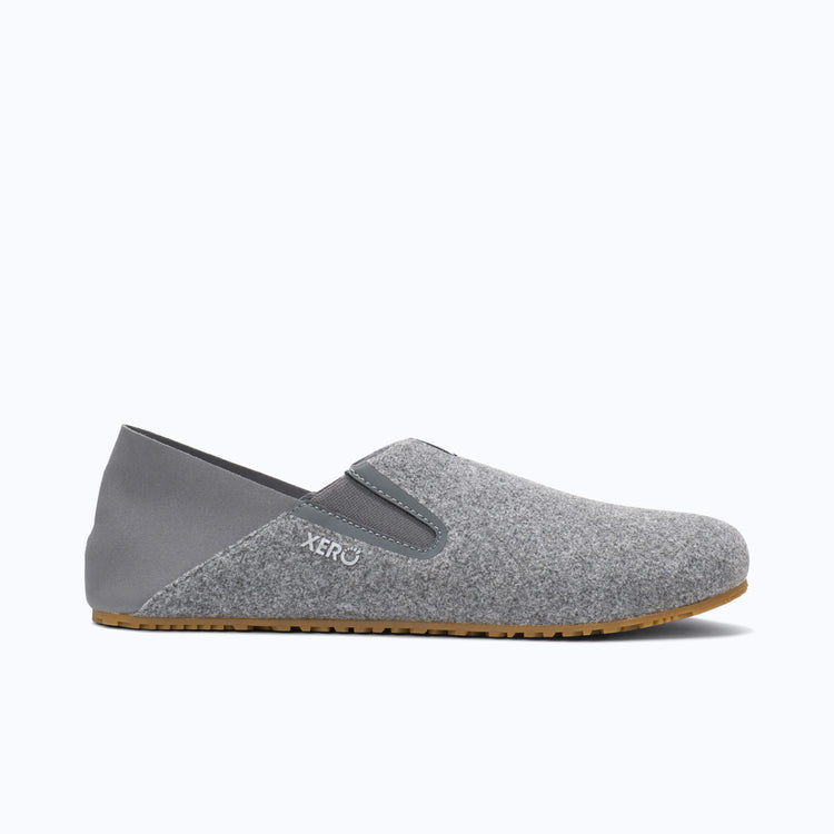Xero Shoes Pagosa Men Slipper in Light Gray with Toe Facing Right