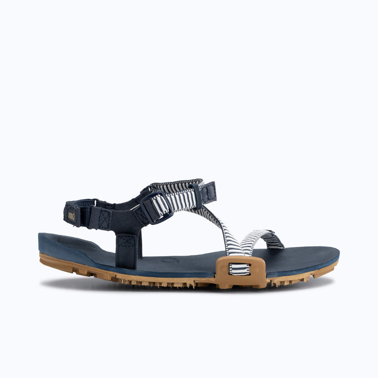 Xero Shoes Z-Trail EV - Women Sandal in Navy and White with Toe Facing Right