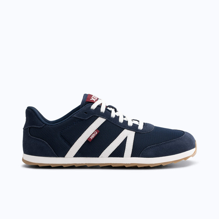 Xero Shoes Wynn Men Shoe at Dark Blue and White with Toe Facing Right